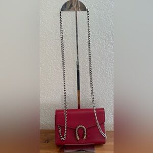 Authentic Gucci Red Leather Dionysus Bag 2 Tone Hardware